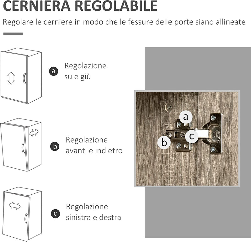 Credenza Moderna per Cucina O Sala Da Pranzo, Mobile Buffet Con Armadietti E Cassetti in Legno, Grigio, 71X41X178Cm