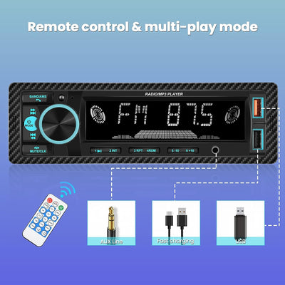 Autoradio Bluetooth Vivavoce, 1 Din Radio Auto Stereo 4 X 60W Funzione AUX, Lettore MP3 E Doppia Porta USB, Suono Stereo FM, Chiamate in Vivavoce, Telecomando, Display LCD