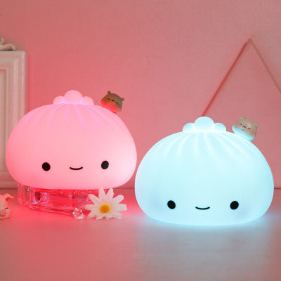 Soft Silicone Food and Play Steamed Buns Pat Light And Sleep Night Light