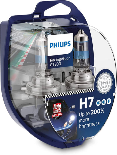 Philips Racingvision GT200 H7 Lampadina Fari Auto +200%, Set De 2