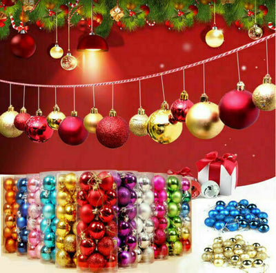 24Pcs Christmas Glitter Ball Ornaments Xmas Tree Ball Hanging Party Decor US Random Color