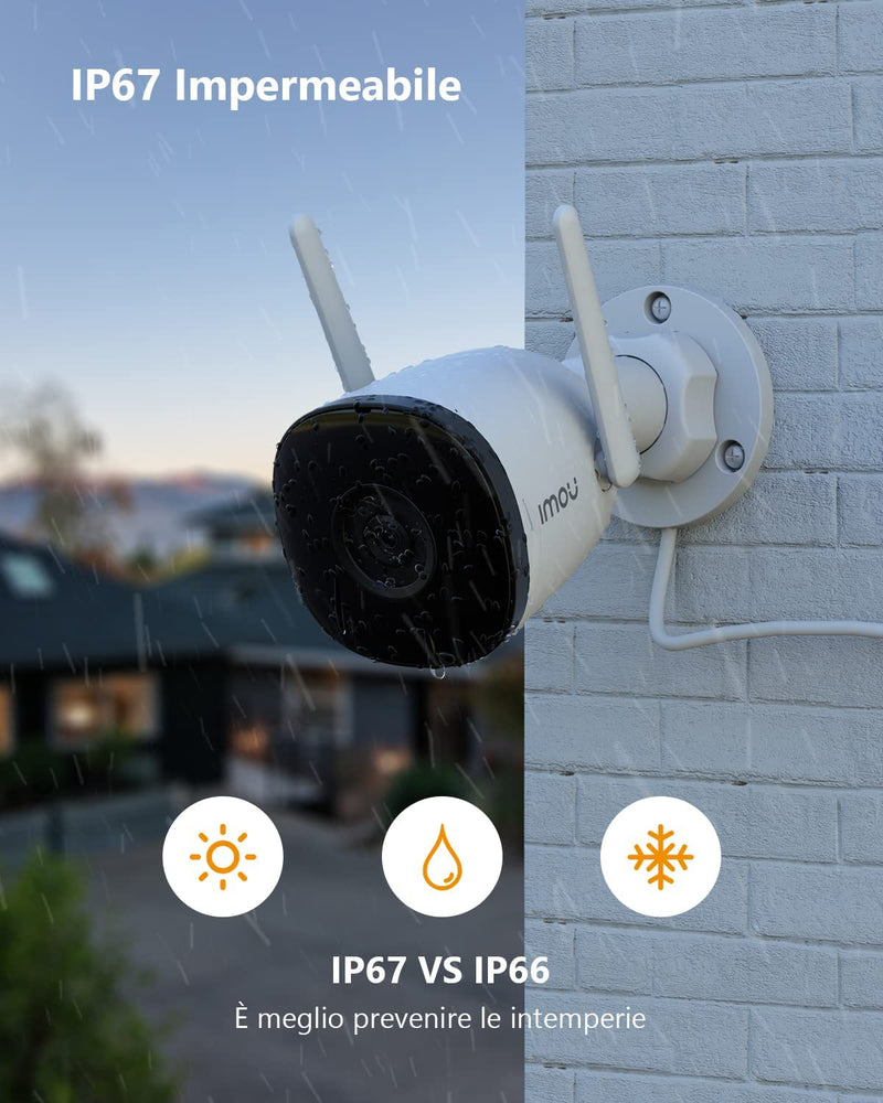 Videocamera Sorveglianza Da Esterno Wifi 4MP Con Rilevamento Umano, Impermeabile IP67, Visione Notturna 30M, Compatibile Con Alexa, 2,4G, Bullet 2C 4MP