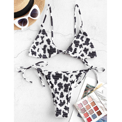 European and American Ladies Split Print Bikini Swimsuit