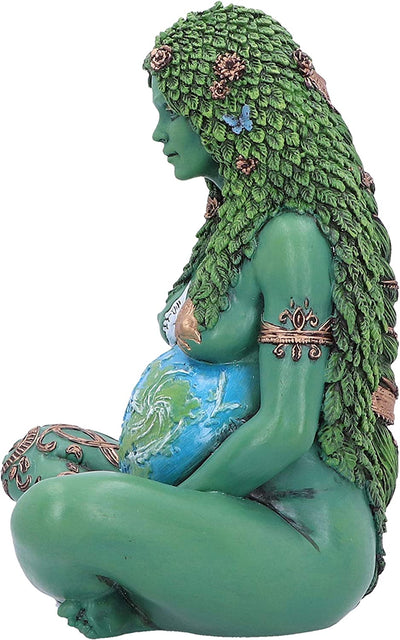 Piccola Statua Di Arte Di Gaia Della Madre Terra Eterea Dipinta, Resina, Verde, 17.5Cm