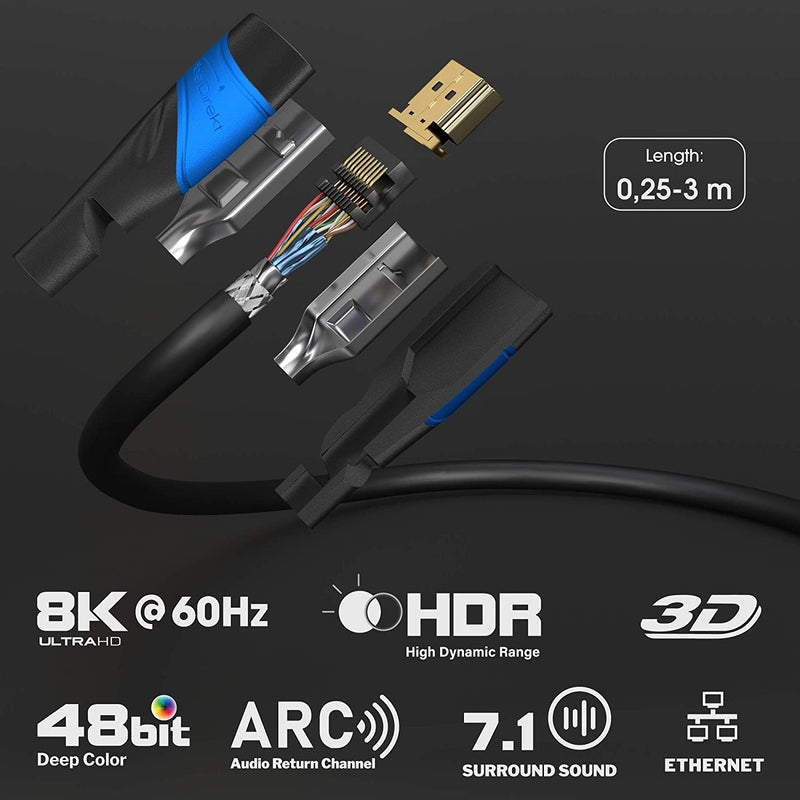 – Cavo HDMI 8K/4K Con Schermatura A.I.S, Progettato in Germania – 3M (8K@60Hz/4K@120H per Una Spettacolare Esperienza Ultra HD – High Speed Con Ethernet, Ps4/Ps5/Xbox/Switch, Nero)