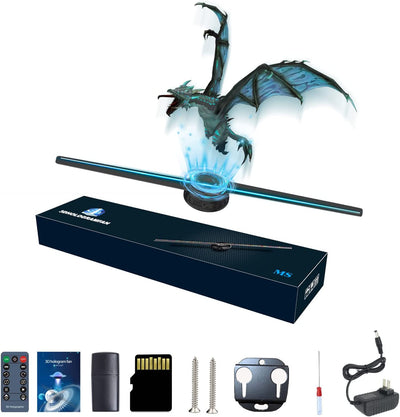 Proiettore Olografico,42Cm Ventola per Ologrammi,  Ologramma 3D Da Display Pubblicitario 3D, 700 Video Libreria E 224 LED per Segnaletica Aziendale, Bar, Casinò, Feste