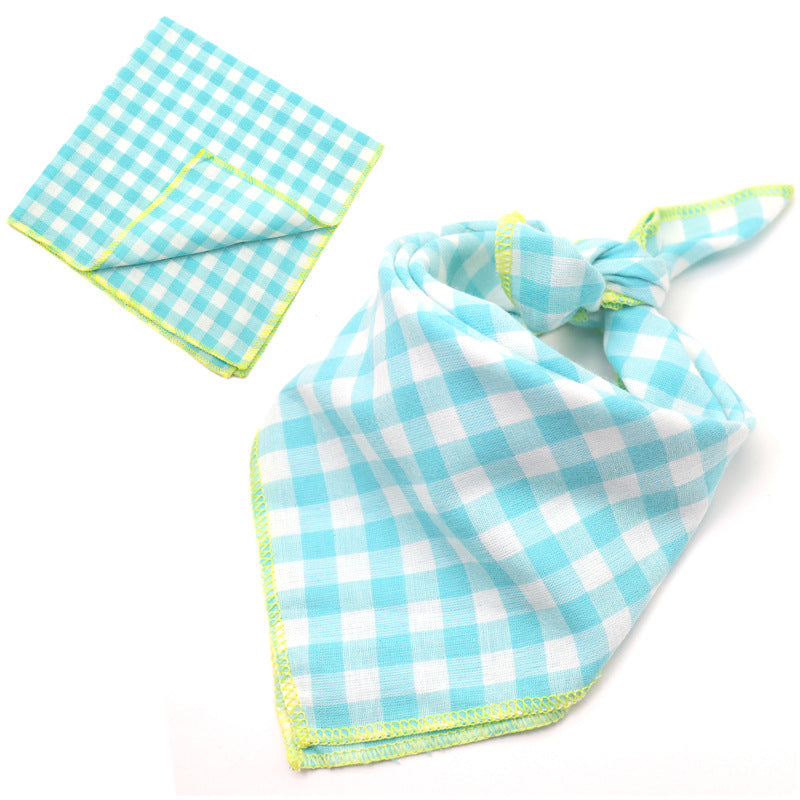 Plaid Double Sided Cotton Pet Scarf