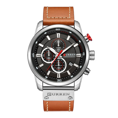 Men Waterproof Chronograph Sport Military Male Clock Top Brand Luxury Leather Man Wristwatch