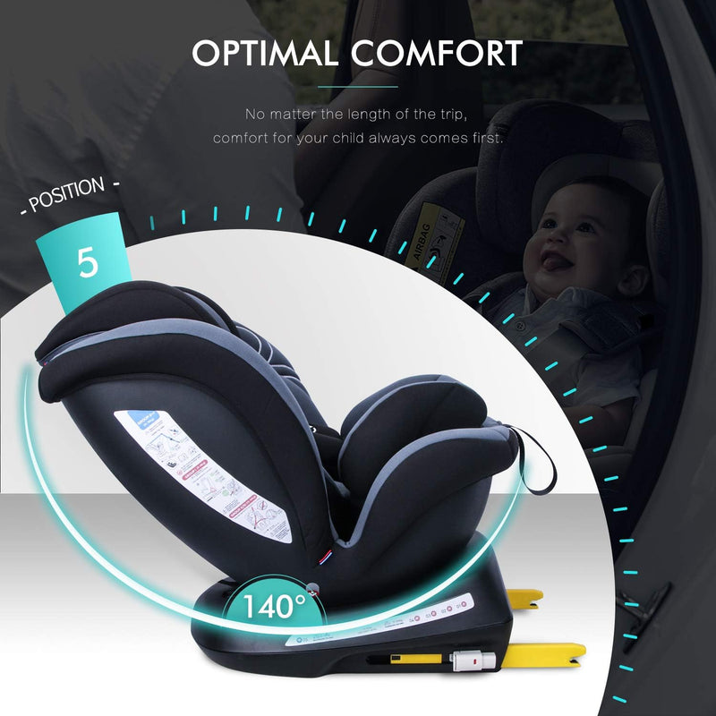 360 Girevole Seggiolino Auto Con ISOFIX, Gruppo 0 + 1/2/3 (0-36 Kg), Ca. 0-12 Anni