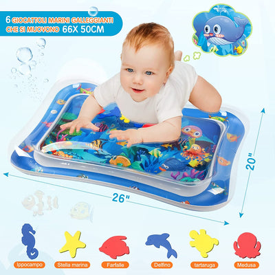 Tappetino Gonfiabile per Pancia Tappetino per Giochi D'Acqua per Bambini per Neonati E Bambini Piccoli Giocattoli per Bambini Da 3 a 24 Mesi, Rafforza I Muscoli Del Tuo Bambino, Portatile