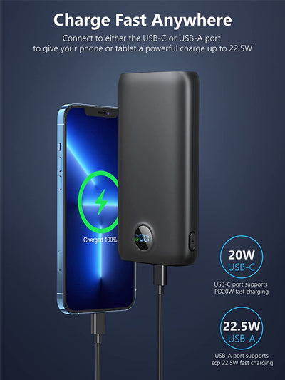 Power Bank 27000Mah,  22.5 W PD3.0 QC4.0 Ricarica Rapida Batteria Esterna, 3A USB C Caricatore Portatile Con LED Display Digitale, 3 Uscite E 2 Ingressi per Iphone, Samsung, HUAWEI, Xiaomi, Ipad