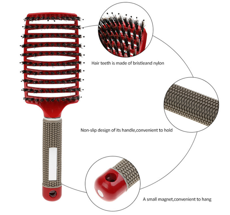 Curved Large Curved Comb, Boar Bristle Massage and Curly Hair Styling Comb