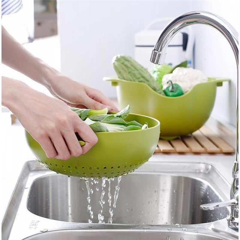 Double Thickening Drain Basket Washing Basket Kitchen Drain Basin Creative Fruit Bowl