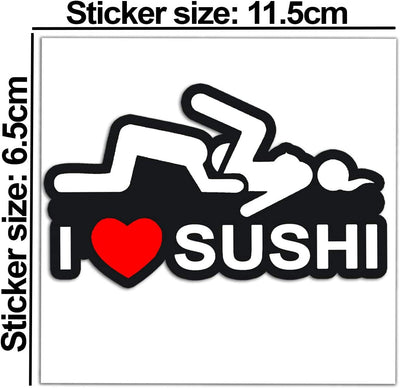 ® 2 X Adesivi Vinile I Love Sushi per Auto Moto Finestrìno Scooter Bici Motociclo Tuning B 90