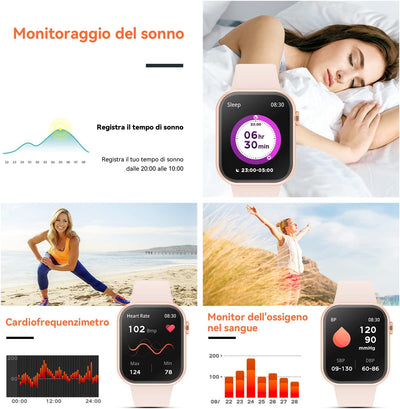 2023 Smartwatch Uomo Donna, 1,85'' Schermo Orologio Smartwatch Con Chiamata Bluetooth E Risposta Vivavoce, Smart Watch Con Contapassi, Cardiofrequenzimetro Da Polso, Orologio Fitness per Android Ios