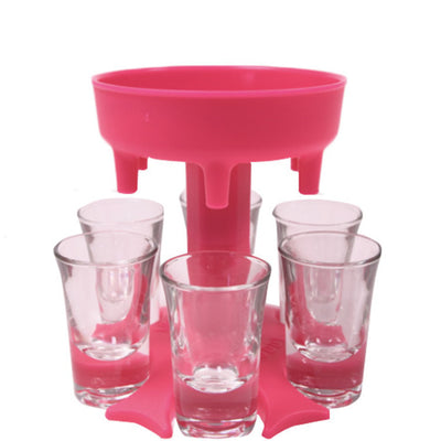 6-Shot Glass-Dispenser-Holder Rack-Bar-Accessories Drinking-Tools Wine Party-Games Liquor