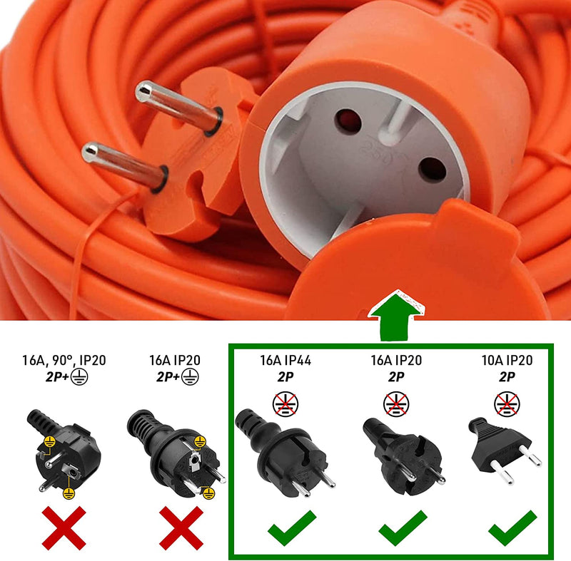49234 Prolunga Giardino Con Avvolgicavo, Spina E Presa Europea 2 Poli Adatta per Elettrodomestici Da Giardinaggio, Con Protezione, 20 Metri
