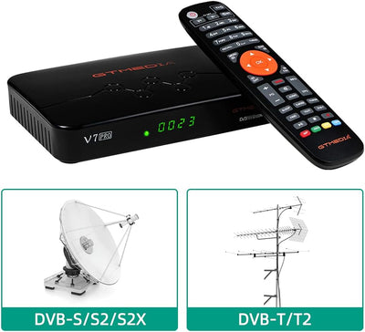 V7 Pro DVB-T2 Decoder Digitale Terrestre E DVB-S2X Ricevitore Satellitare Combo, Full HD 1080P Decoder TV Con Antenna Wifi USB, H.265 HEVC Main 10Bit, Sat Decoder Con Slot per Scheda