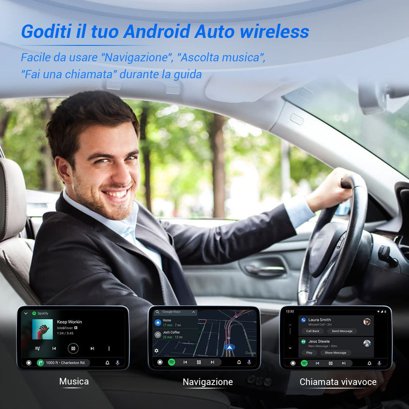 -Android-Auto-Wireless-Adattatore-Adapter Senza Fili AA Dongle Plug & Play Adatto Androidauto Activator per Auto Con Funzione Android Auto Cablata in Fabbrica(Anno Di Produzione: 2016-2023)