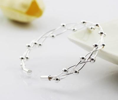 925 Sterling Silver Jewelry Fashion Staggered Beaded Bracelet