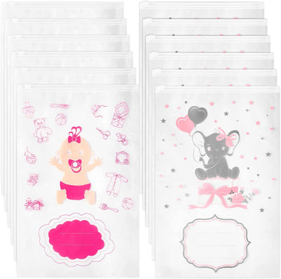12 Pezzi Bustine Corredino Neonato Ospedale Con Chiusura Sacchetti Ospedale Neonato Trasparenti 38X25Cm Regali Neonata Femmina (Rosa)