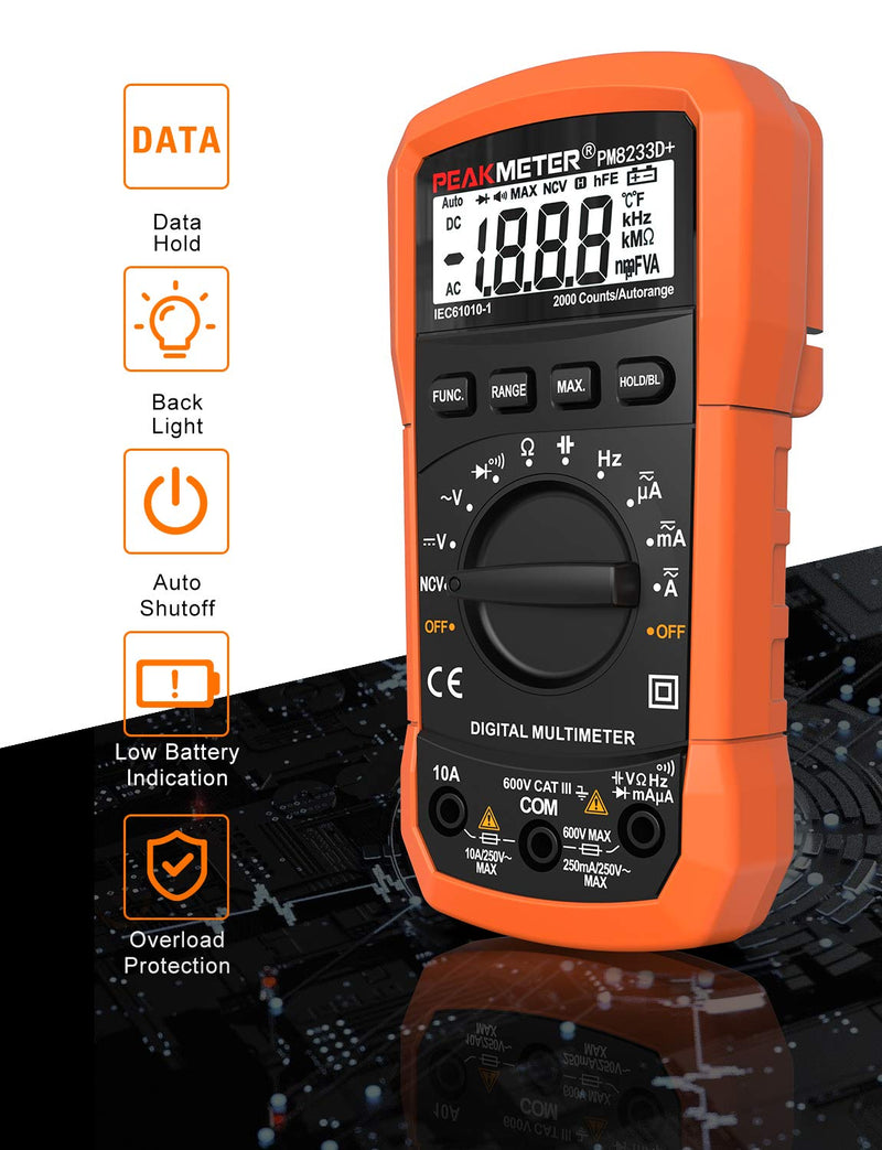 Multimetro Digitale， Multimetro Digitale Con Scala Automatica AC DC Corrente Tensione Resistenza Capacità Tester Di Frequenza NCV Con Puntali Multimetro Digitale Portatile