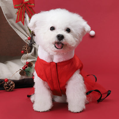 Christmas Coat Cotton-Padded Jacket Teddy Pomeranian Small Dog Autumn and Winter Clothes Thickened Dog Clothes