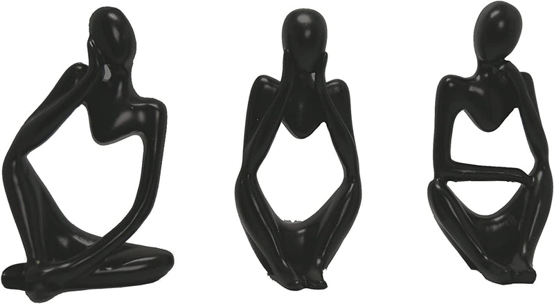 La Statua Del Pensatore Set Di 3 , Scultura Statua Ornamenti Arte Moderna Scultura a Mano Kit Scultura Resina Astratta Pensatore Statua Figurine per La Decorazione Del Desktop Di Casa Ufficio (Nero)