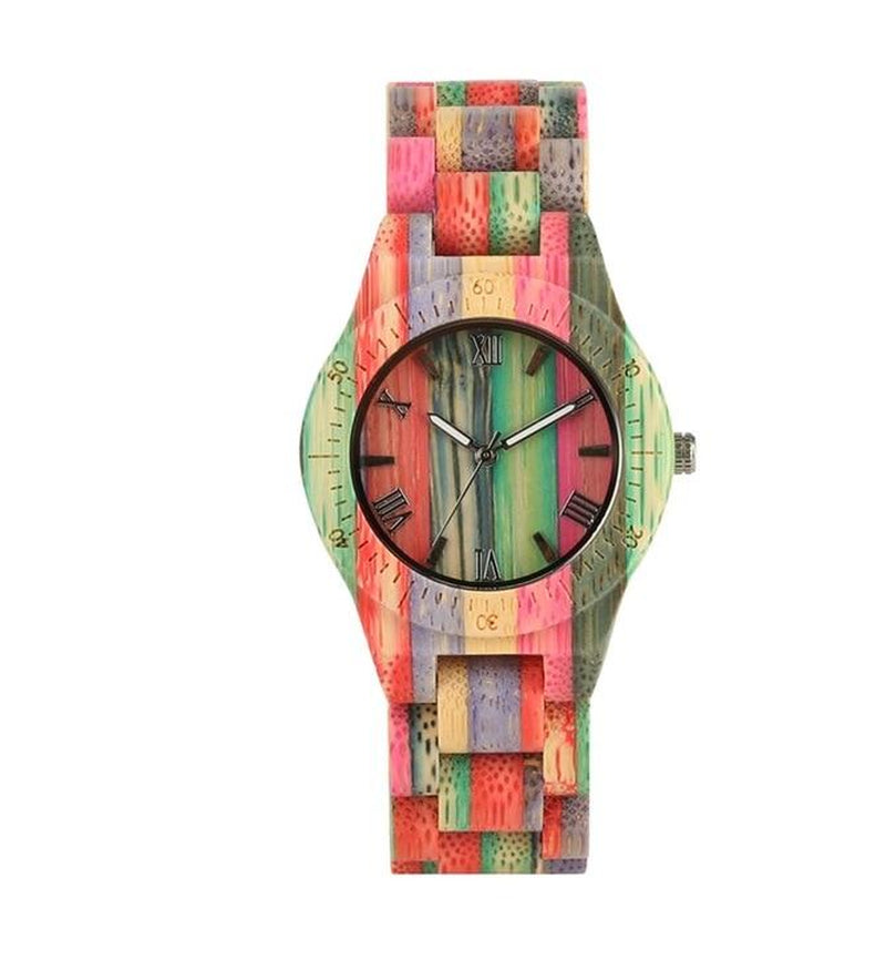 Colored Bamboo Wood Carving Couple Watch