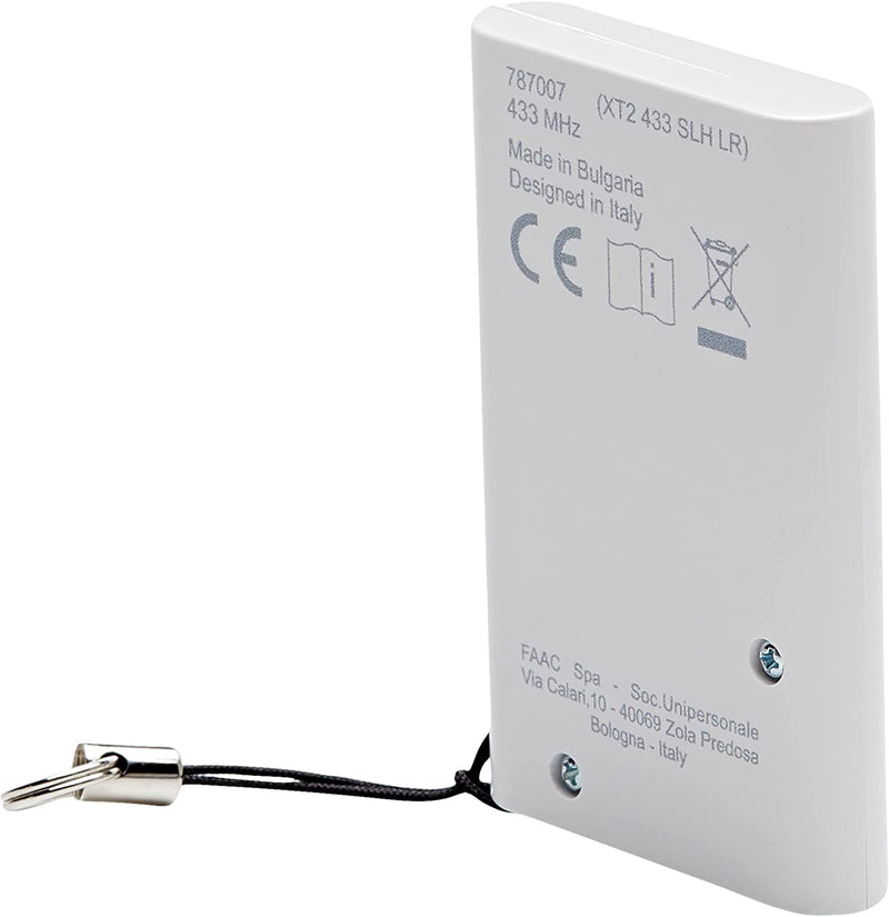 787007 XT2 433 SLH Automazione Cancello Telecomando Trasmittente 2 Canali, 433 Mhz, Bianco