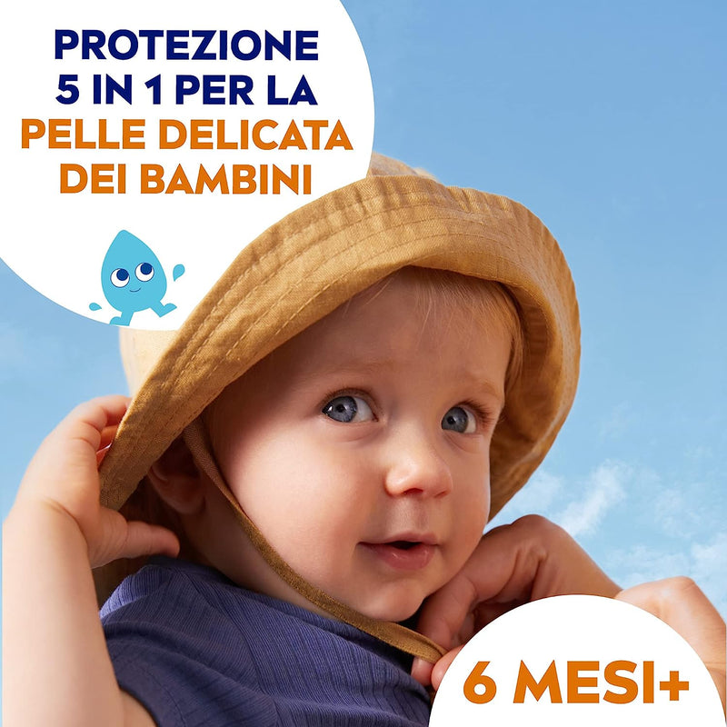 SUN Latte Solare Kids Sensitive Protect & Play FP 50+ 200 Ml, Crema Solare Bambini E Neonati Dai 6 Mesi in Su, Crema Solare 50+ Extra Resistente All&