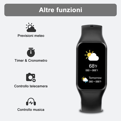 Smartwatch Uomo Donna,Orologio Fitness Cardiofrequenzimetro/Spo2/Sonno/Contapassi, Notifiche Smart Watch Activity Tracker per Ios Android