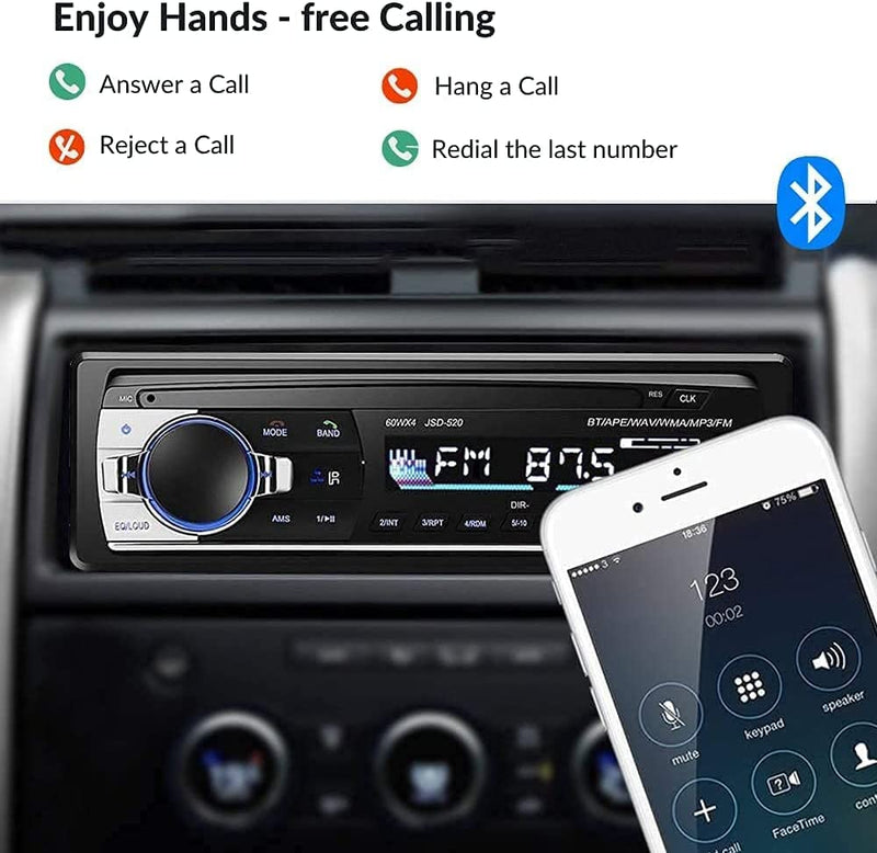 Autoradio Bluetooth 4.0-1 DIN - 4X40W - Funzione AUX, Lettore MP3 E Doppia Porta USB, Suono Stereo FM, Chiamate in Vivavoce, Telecomando, Display LCD, Ios E Android