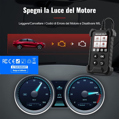 CDL20 Diagnosi Auto Tutte Autodiagnosi OBD2/ EOBD Con Funzioni OBDII Odb2 Diagnostica in Italiano Del Motore Strumento Diagnostica per Autoveico