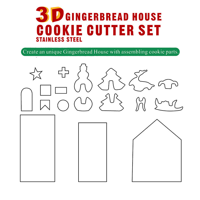 8/18-Piece Set Gingerbread House Stainless Steel Christmas Scenario Cookie Cutters Set Biscuit Mold Fondant Cutter Baking Tools