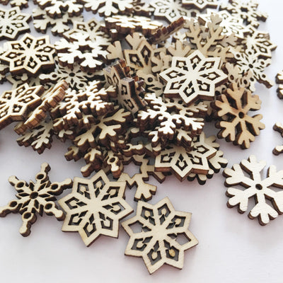 Christmas Decoration Wooden Log Color Snowflake Flakes