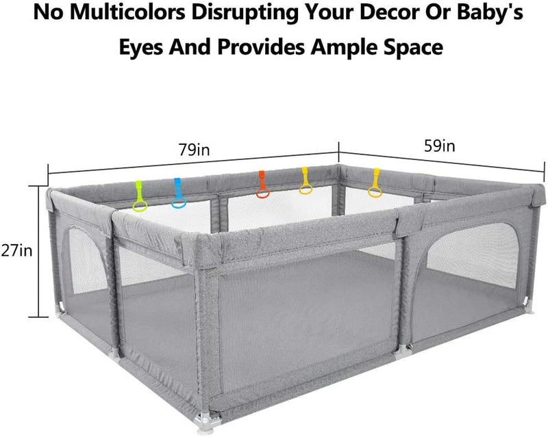 Box per Bambini Con Rete Traspirante, 120X180 Cm Recinto per Bambini, Centro Di Attività per Bambini, Griglia Di Protezione Stabile per Bambini, Grigio