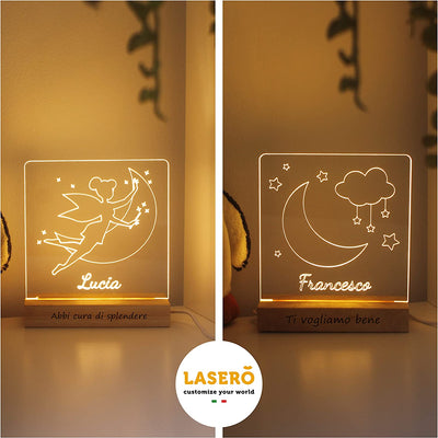 LASERÒ Lampada Personalizzata Con Nome | Luce Notturna Bambini | Lampada Led Personalizzata 3D | Accessori Cameretta Bambina Bambino Neonato | Idee Regalo Battesimo Bimbo | Regali Nascita Bimba Natale