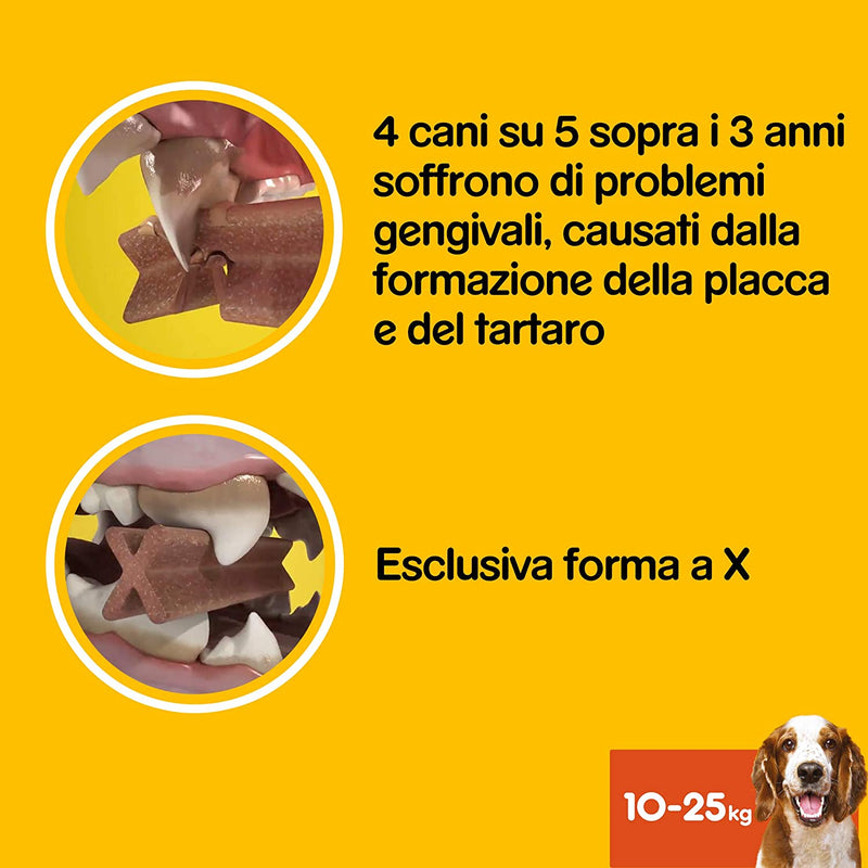 Dentastix Snack per La Igiene Orale, Cane Medio 10-25 Kg Confezione Scorta, 56 Bastoncini - 8 X 180 Gr