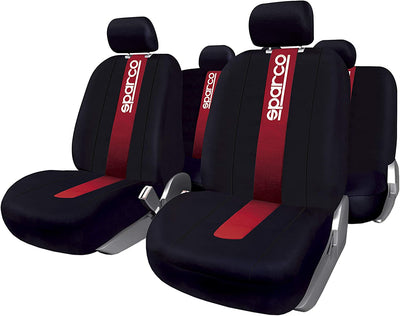 SPC1013 Set Coprisedili Anteriori/Posteriori, Classic, 100% Poliestere, Compatibile Con Airbag, Rosso