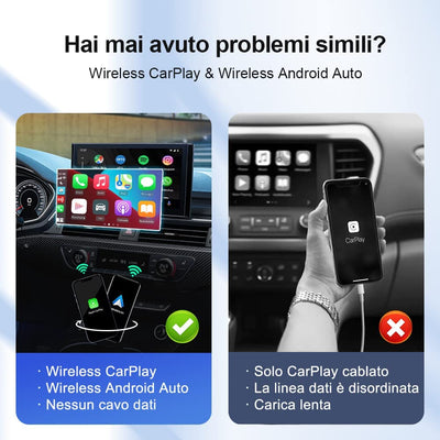 4.0 Wireless Apple Carplay E Android Auto 2 in 1 Adattatore, per Auto Carplay Cablate Anno Modello: 2016-2022, Plug & Play, Supporto Aggiornamento Online