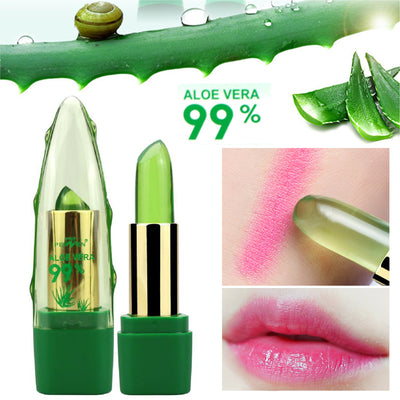 Aloe Vera Gel Color Changing Lipstick Gloss Moisturizer Anti-Drying Desalination Fine-Grain Lip Blam Care