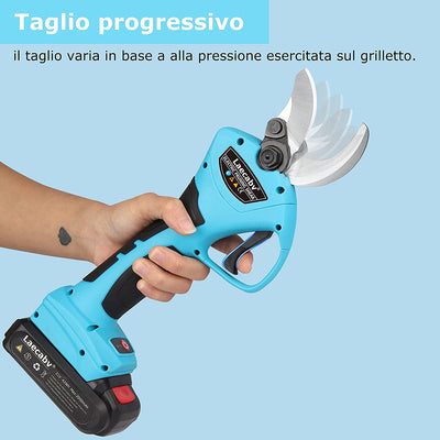 Forbici Potatura Elettriche 40Mm Progressivo Professionali Cesoie per Potatura Con 2 21V/2Ah Batteria per Potatura Giardinaggio Ulivi Albero Da Frutta Vigneto (LA40)