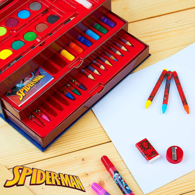 Valigetta Colori per Bambini Spiderman Con Pennarelli E Matite Colorate (Multicolore Spiderman)