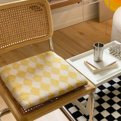 Jacquard Lamb Velvet Diamond Checkerboard Cushion