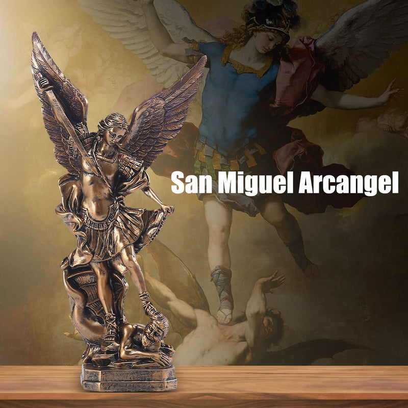 Statua Di San Miguel Arcangel Da 31,8 Cm, Statua Di San Michele in Resina Bronzata, Statuetta Di San Michele Arcangelo Vittoriosamente Sopra Satana, Adatta per La Collezione O La Decorazione