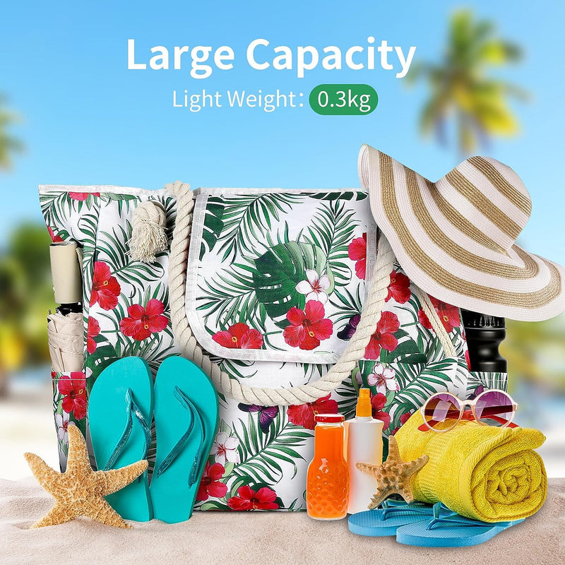 Borsa Da Spiaggia Extra Large Da Donna, Borsa Da Spiaggia Antifurto Con Tasca Interna, Borsa Da Nuoto per Famiglia XXL per Viaggi in Piscina, Palestra E Spiaggia