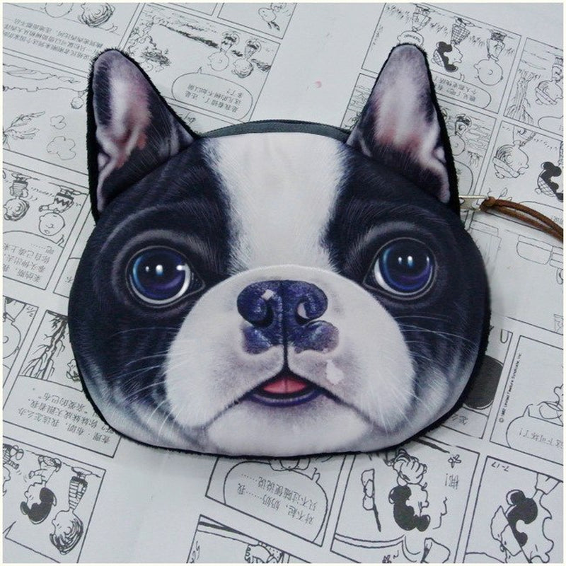 New Cute Cat Dog Face Zipper Case Coin Purse Female Wallet Purses Makeup Buggy Bag