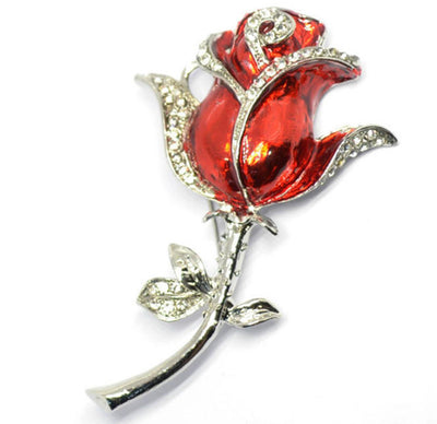 Diamond-Studded Metal Rose Flower Rhododendron Crystal Jewelry USB Drive