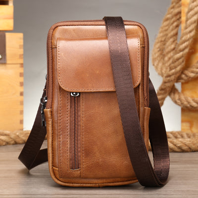 Men'S Leather Casual One-Shoulder Messenger Bag